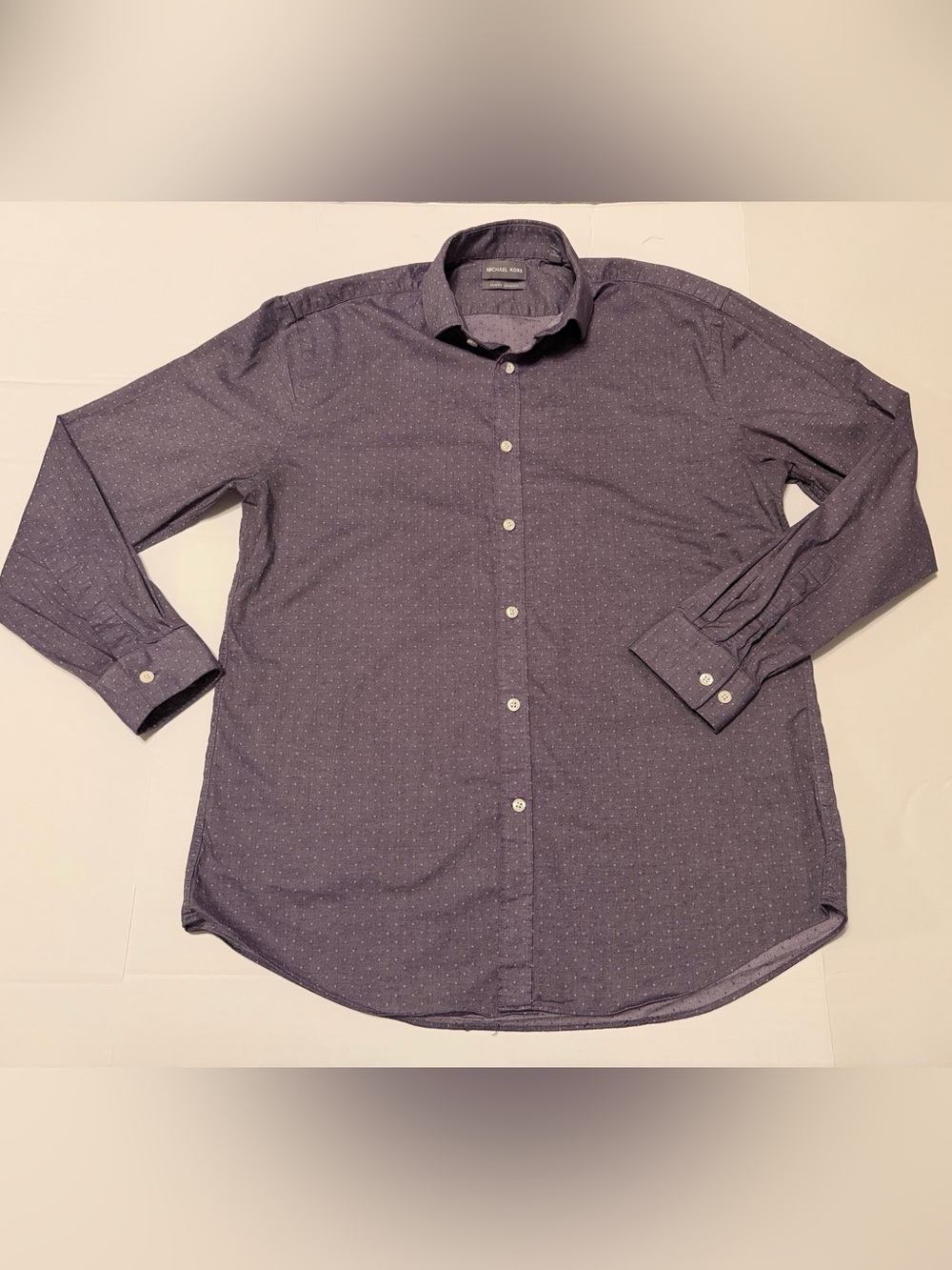 Michael Kors Slim Fit Stretch Men's Purple Button-Down Shirt 15 1/2 32/33